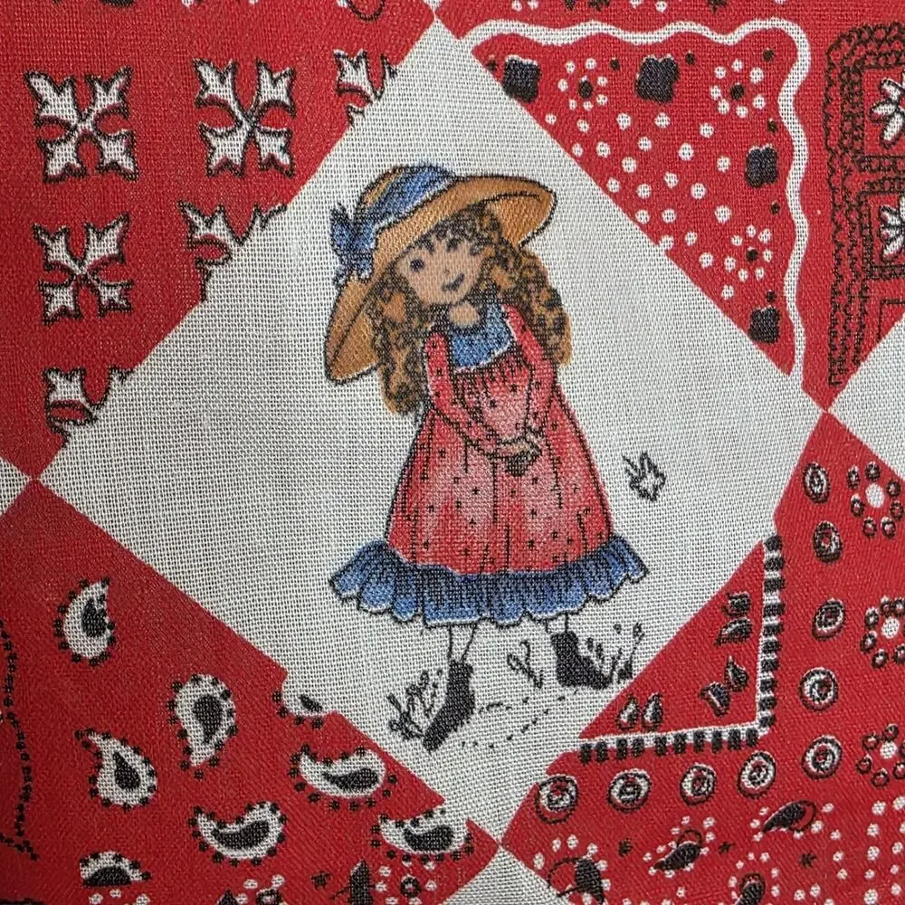 Vintage Holly Hobbie Fabric Panel Roth Greeting Cards Quilt Fabric 44.5x72